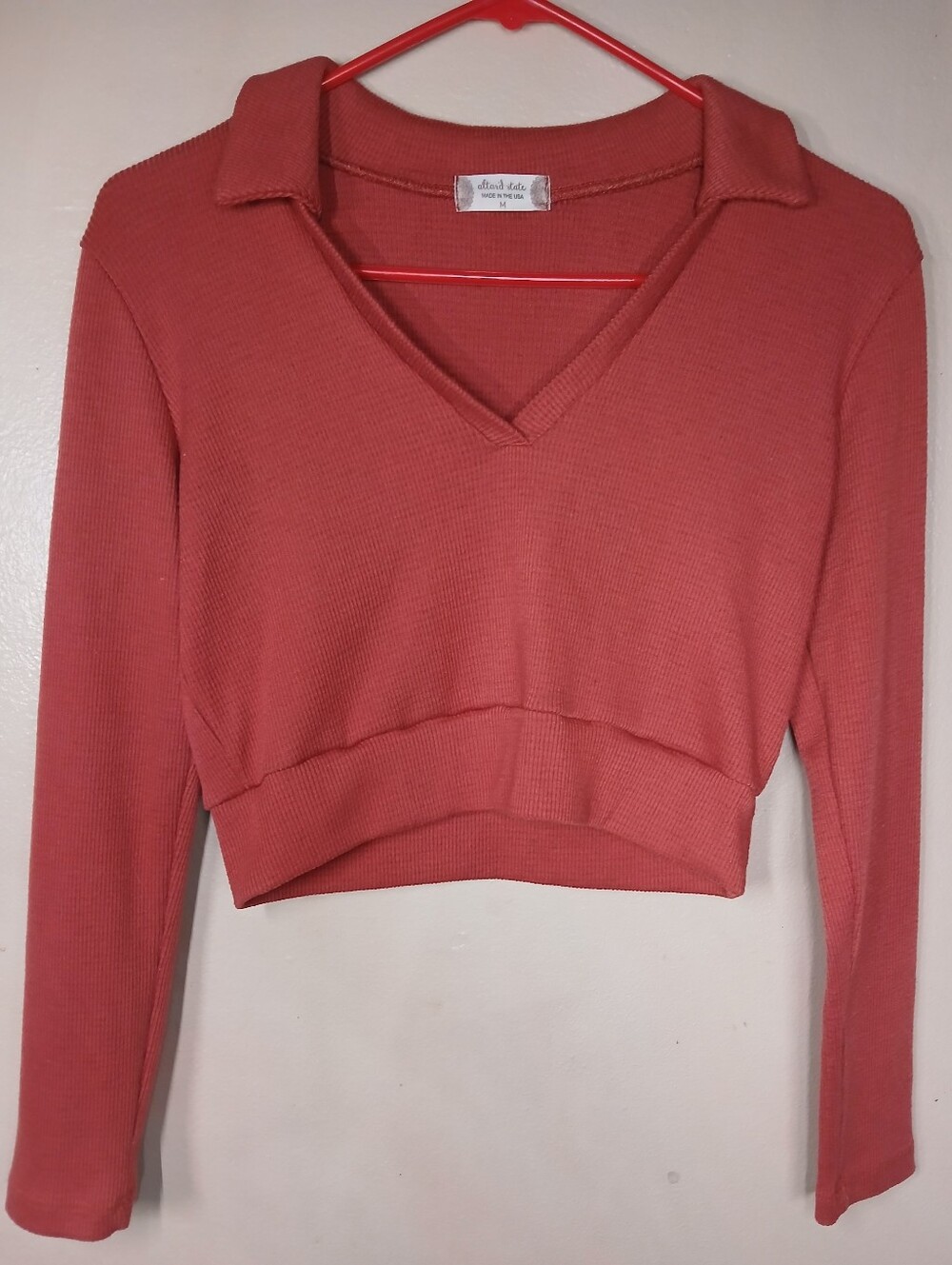 Altar'd State Cropped V-Neck Collared Sweater